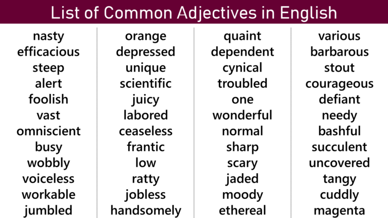 A LIST OF ADJECTIVES - 5000+ ADJECTIVES LIST Pdf - Engdic