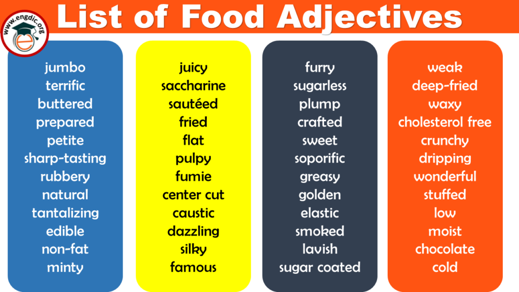 List Of Food Adjectives PDF Describing Food In English 