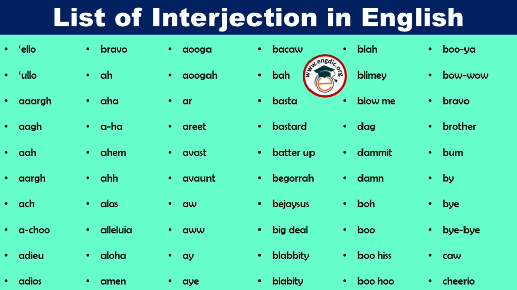 List Of Interjections In English Pdf