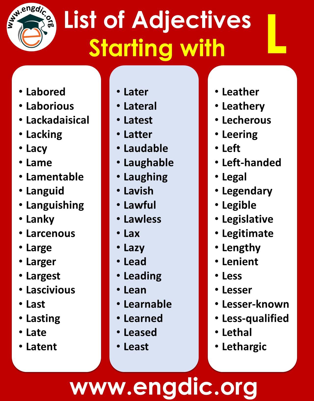 positive adjectives starting with l