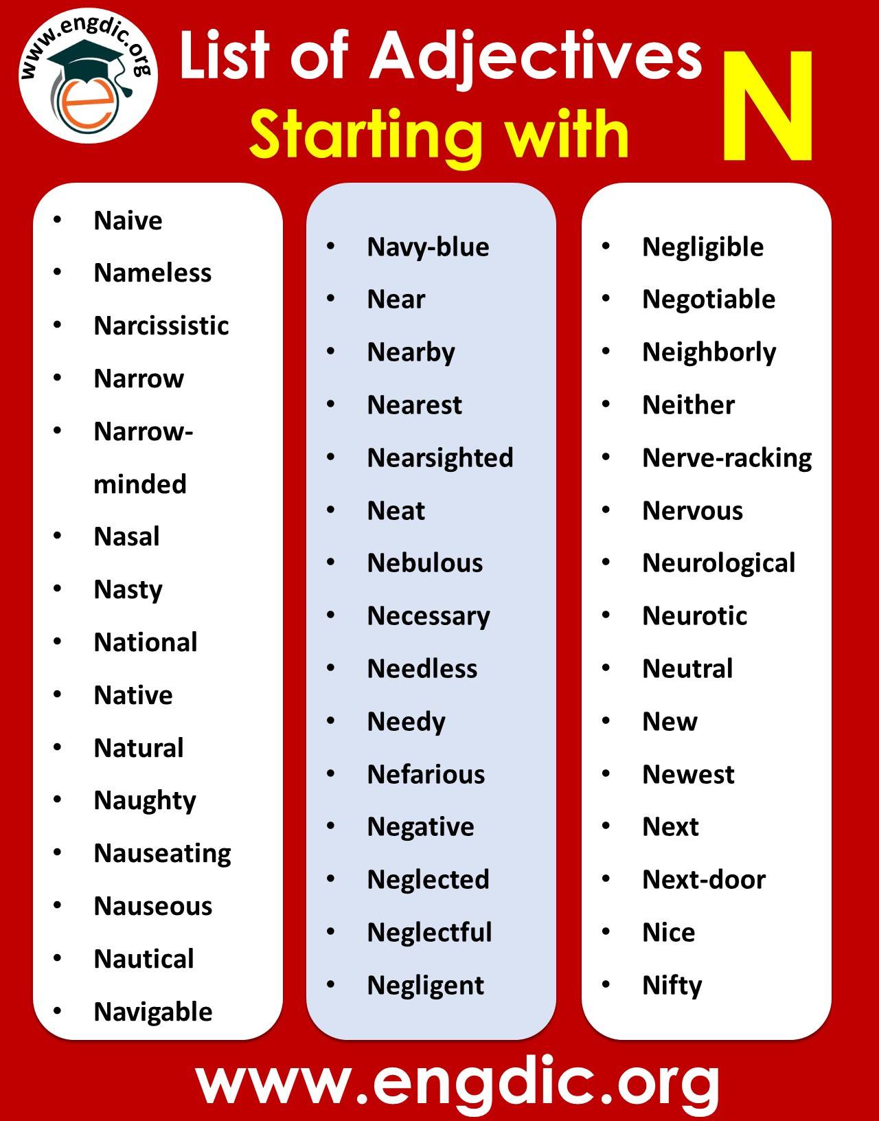 Positive Adjectives Starting With N List Of Adjectives That Start 