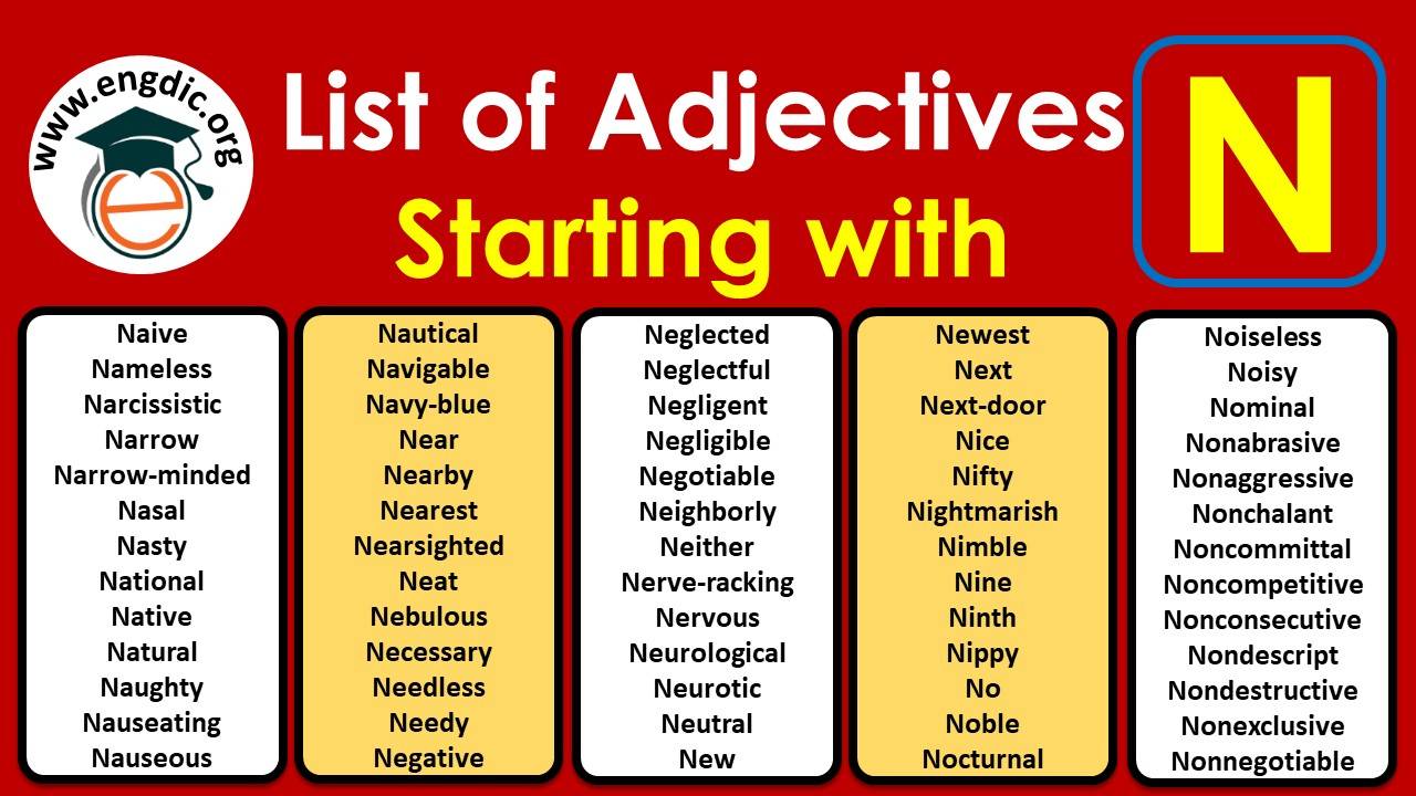 All Adjectives that Start with N (Sorted List)