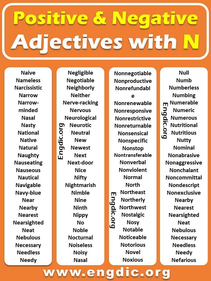 Positive Adjectives Starting With N List Of Adjectives That Start With N Engdic