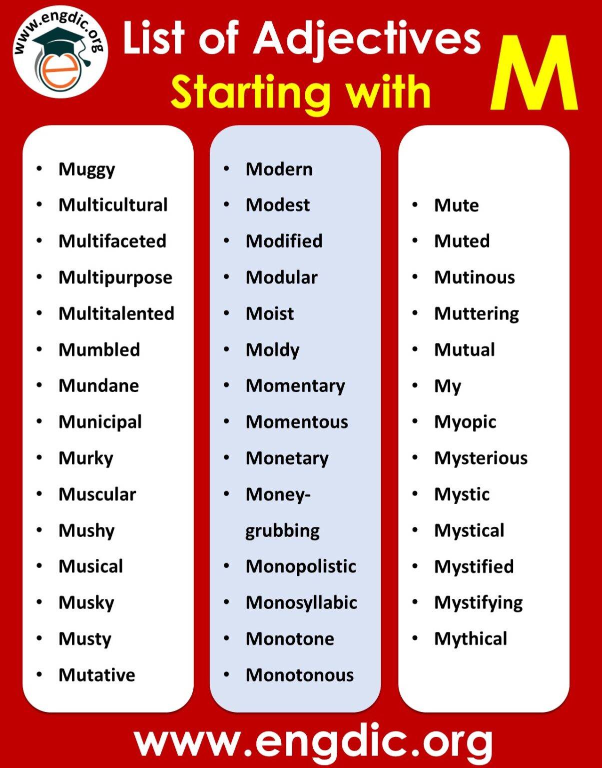 All Adjectives that Start with M (Sorted List) – EngDic