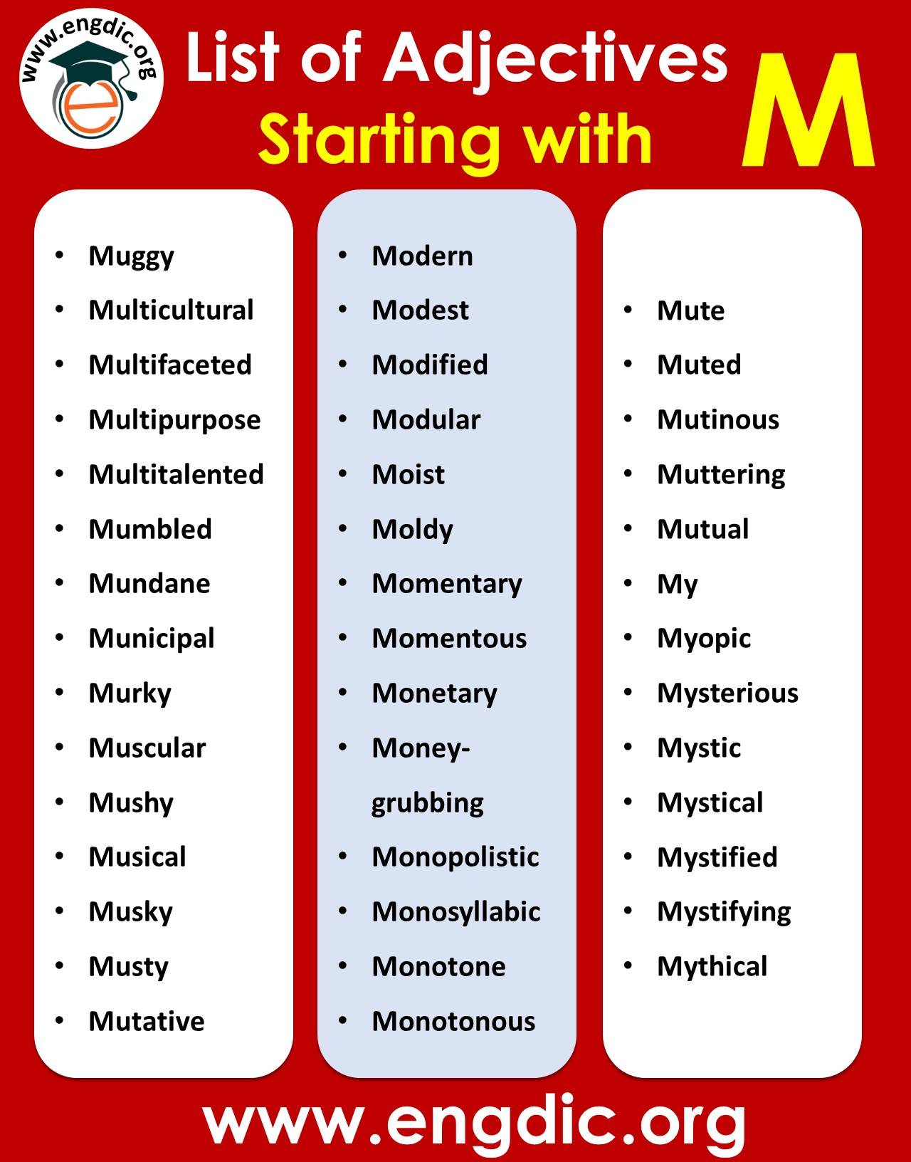 positive adjectives that start with m