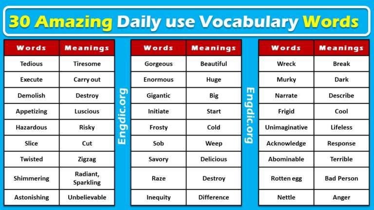 one word everyday vocabulary