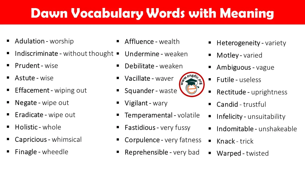 2000 Dawn Vocabulary Words PDF – CSS and FPSC