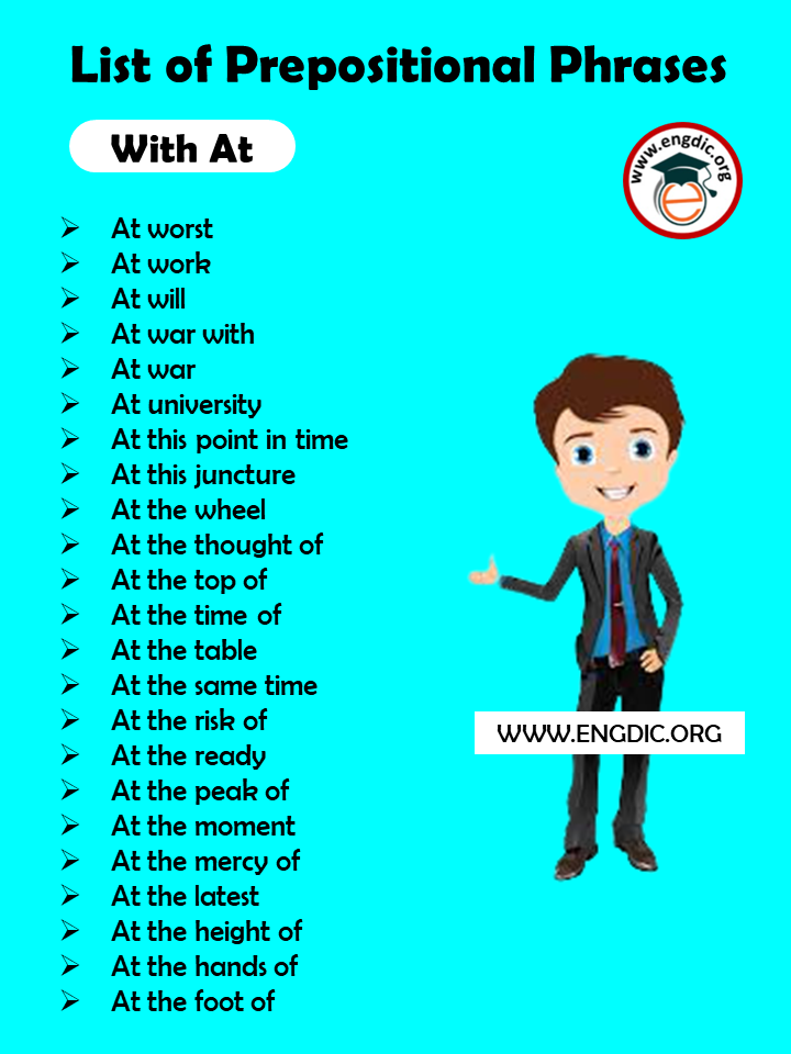 List of Prepositional Phrases with at