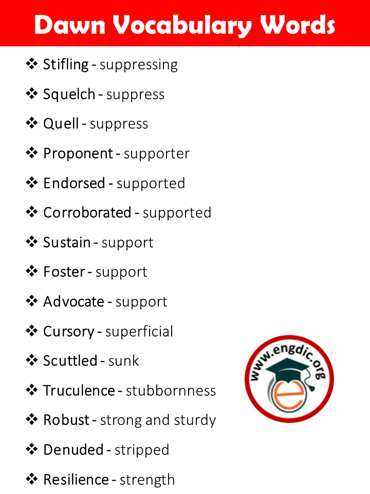 dawn vocabulary words