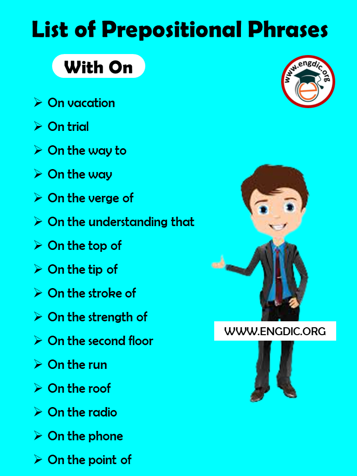 List of Prepositional Phrases with on