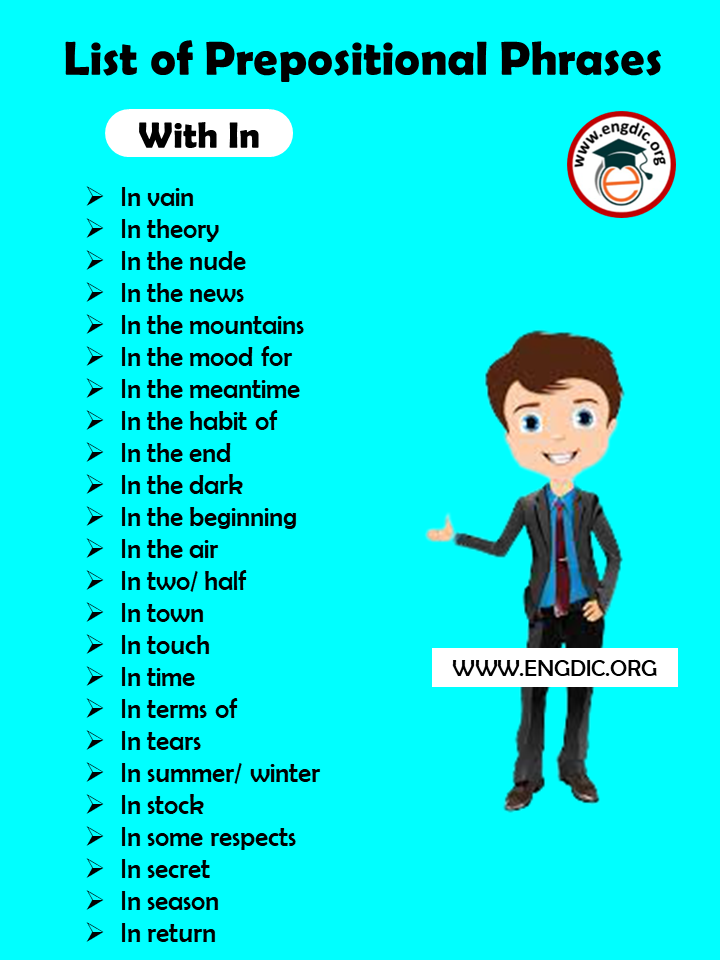List of Prepositional Phrases with in