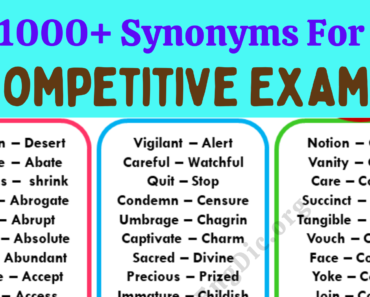 1000+ Synonyms for Competitive Exams (Important Synonyms)