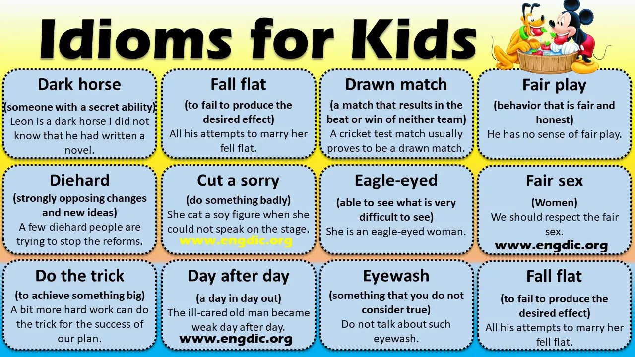 List of Idioms for Kids with Meaning and Examples PDF