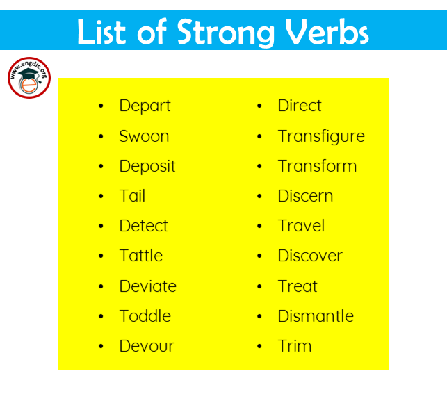 List of strong Verbs in English