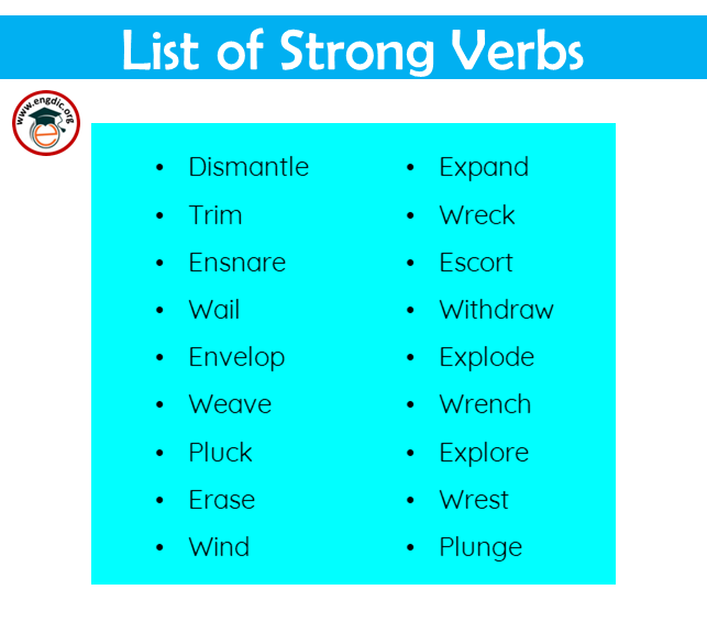 List of strong Verbs in English