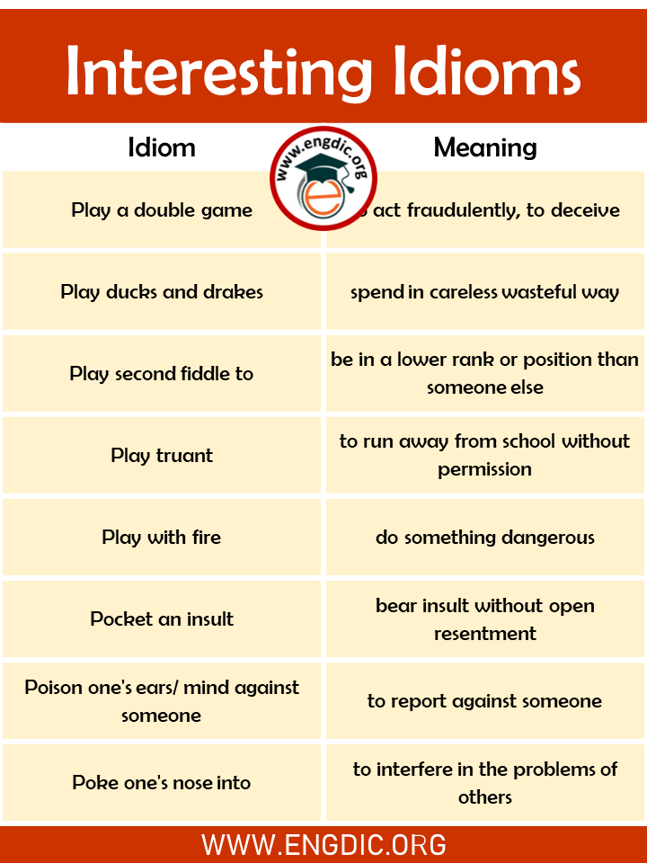 Interesting Idioms And Phrases In English With Meaning Engdic