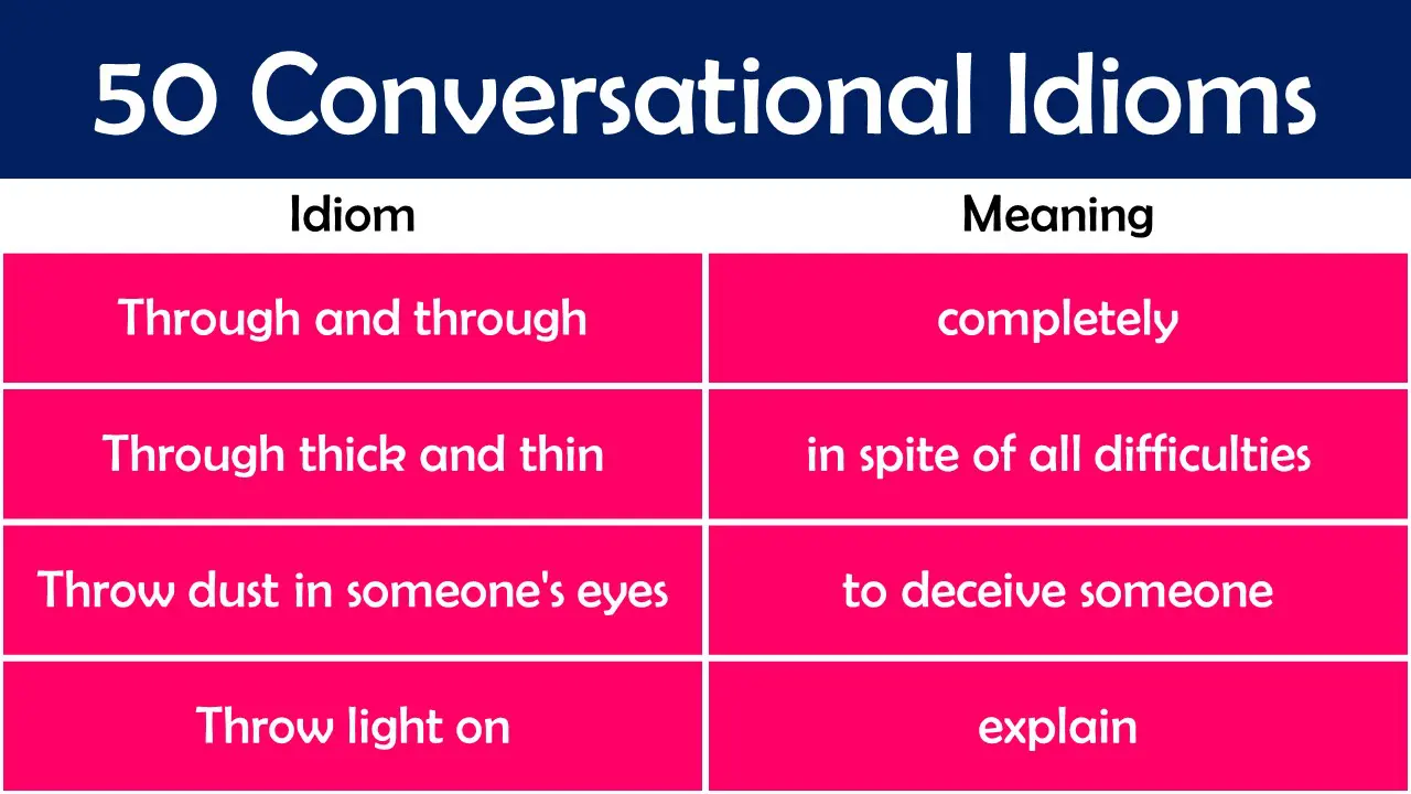 50 Useful Conversational Idioms in English PDF