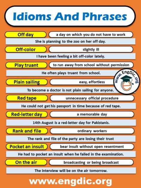 Interesting Idioms and Phrases in English with Meaning – EngDic