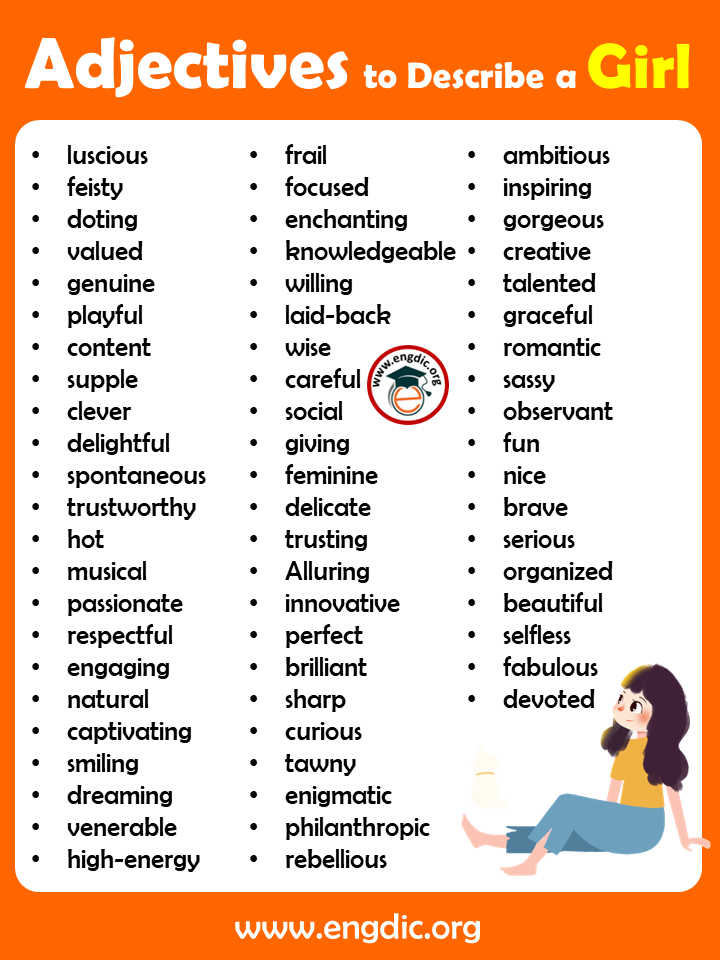 Adjectives To Describe A Girl PDF Infographics EngDic