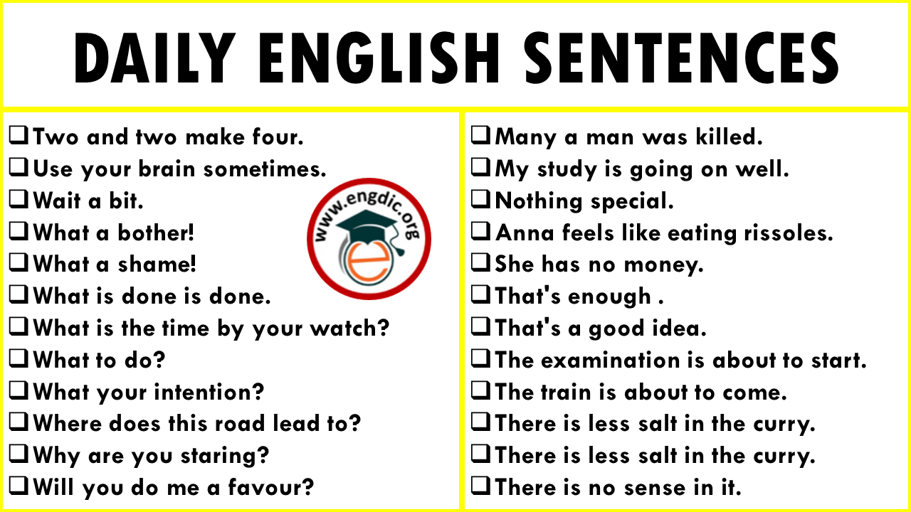 The Most Common Sentences Used In English Pdf - Bank2home.com