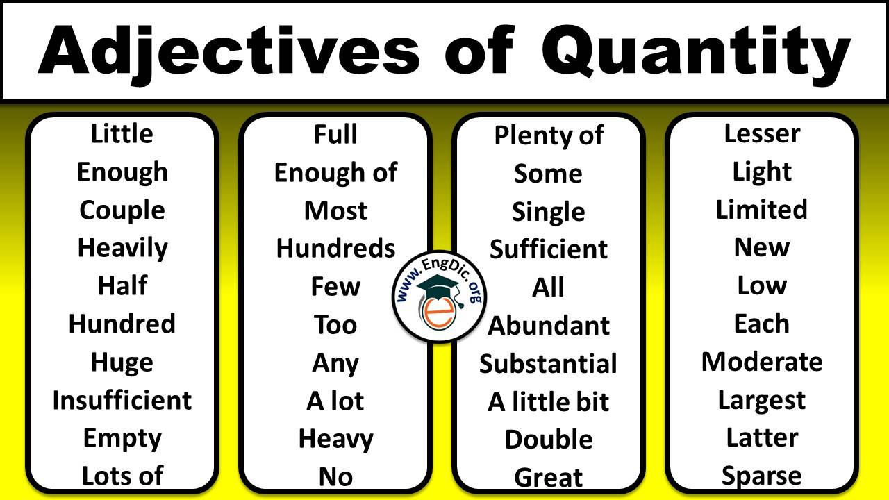 100+ List of adjectives of Quantity with PDF
