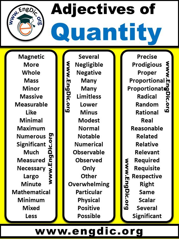 list of adjectives of quantity