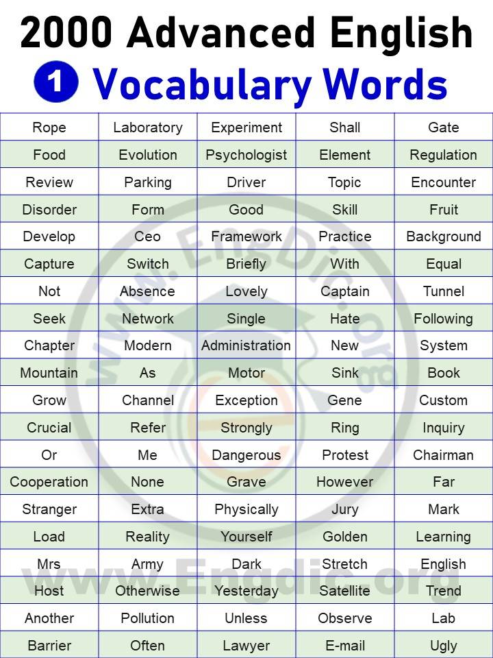 words of english vocabulary
