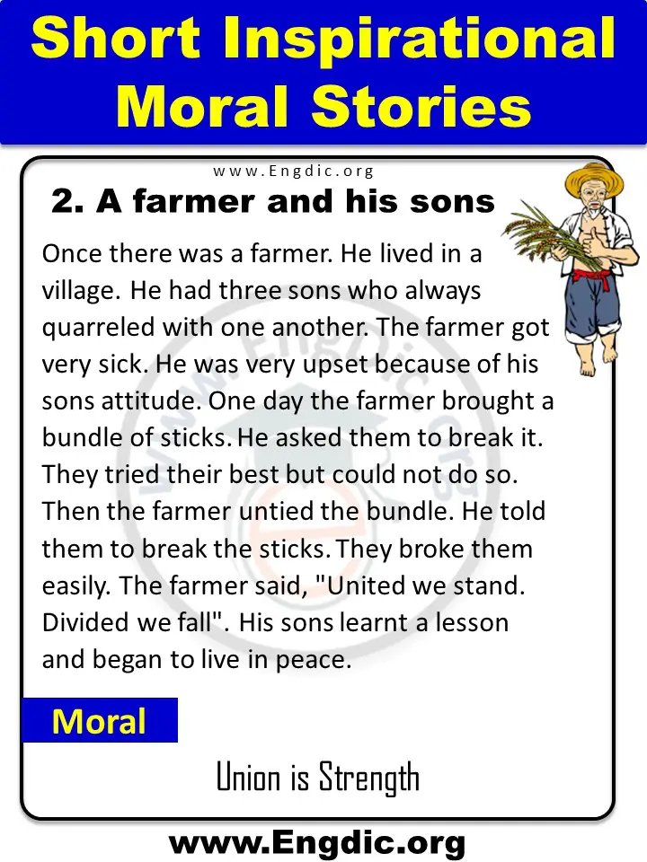 short moral stories for kid (afarmer and his sons)