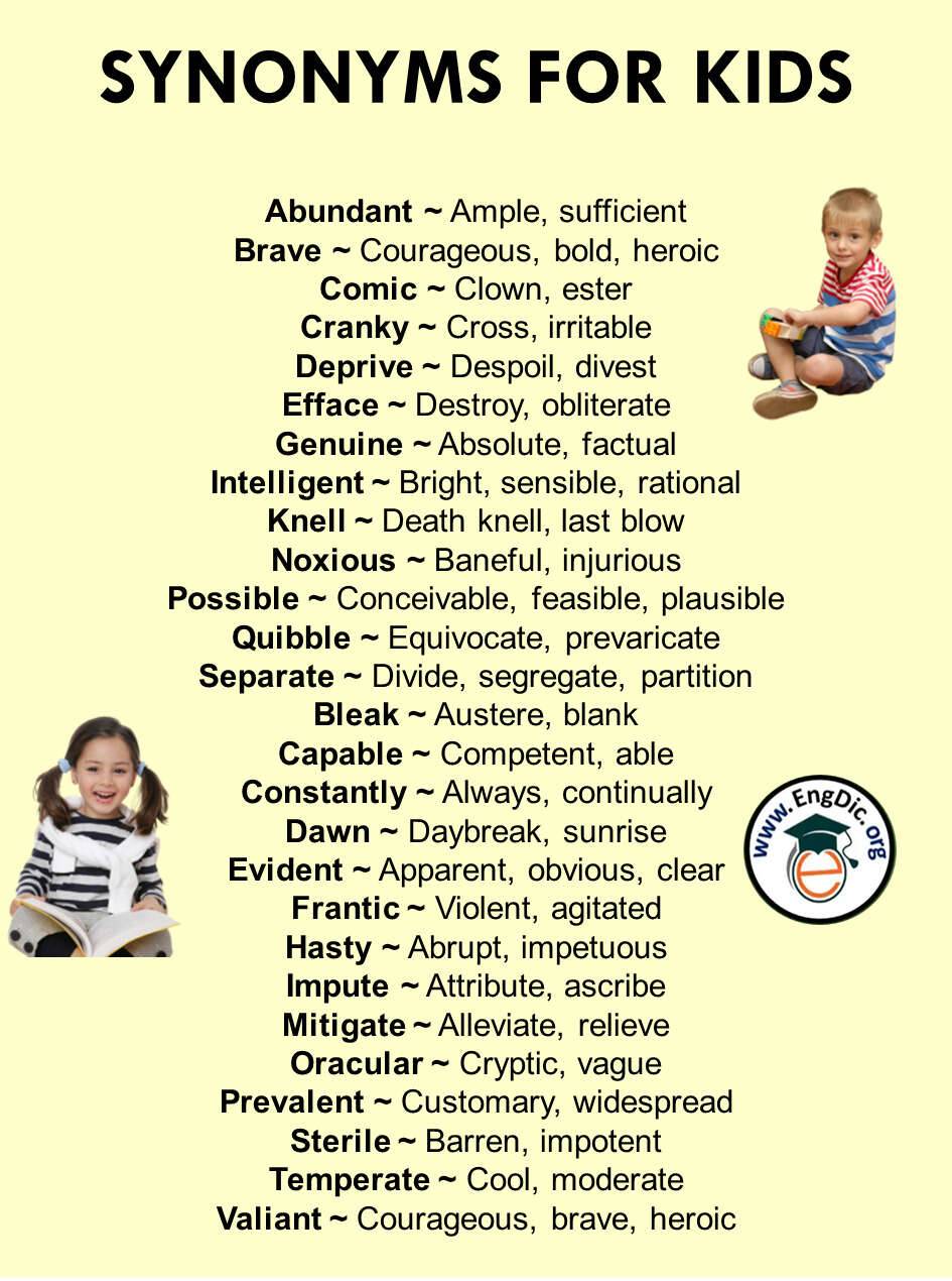 list of synonyms for kids