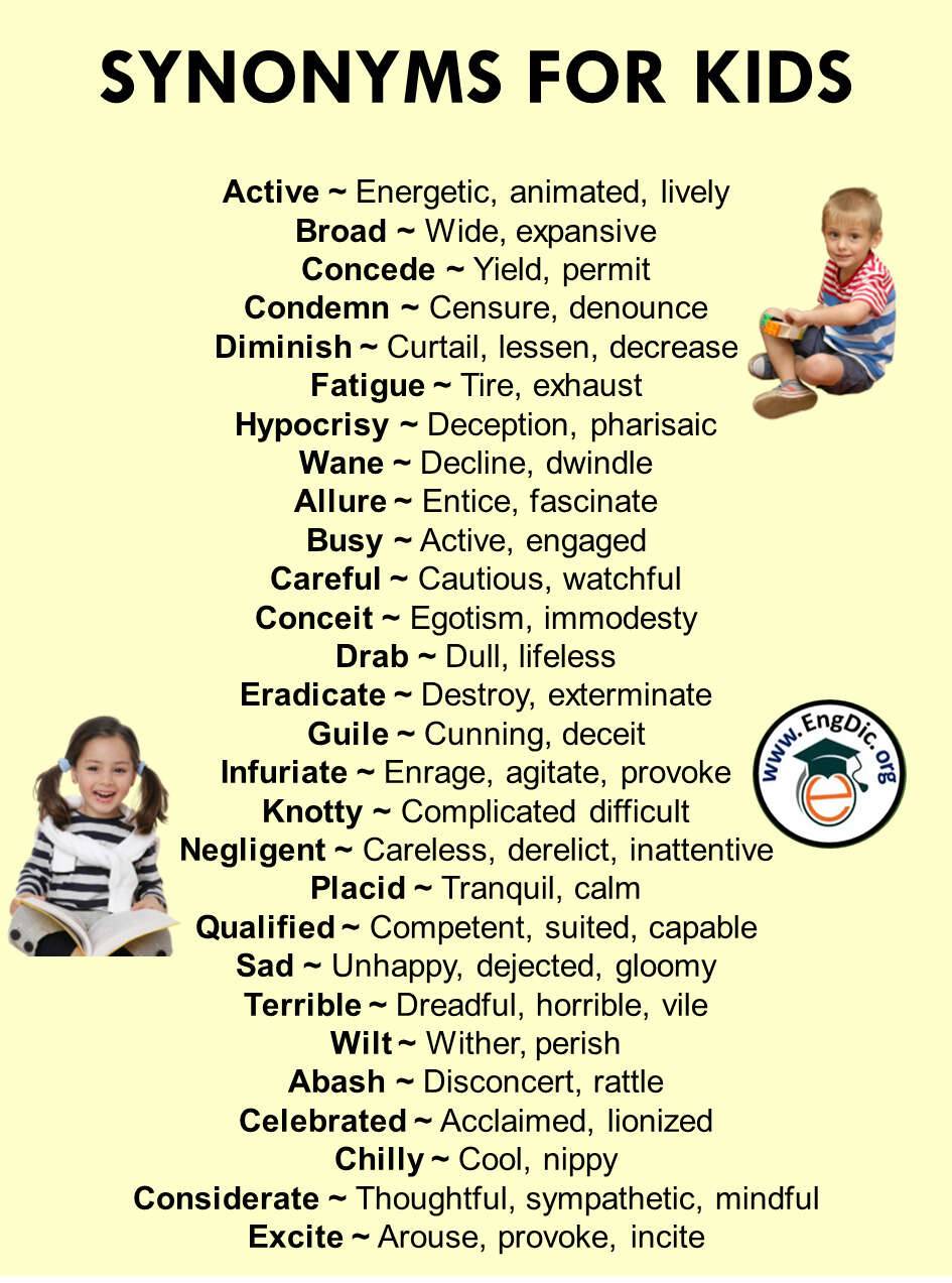 list of synonyms for kids