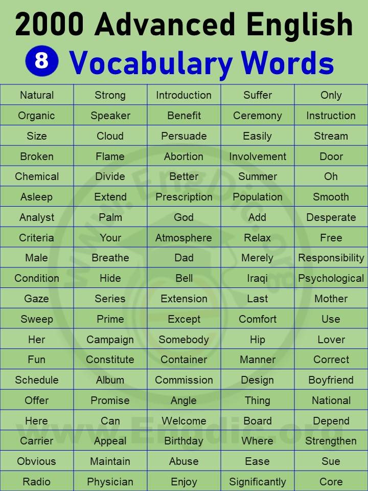 list of english vocabulary words