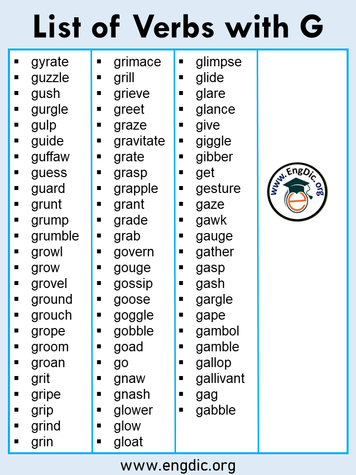 list of verbs with g