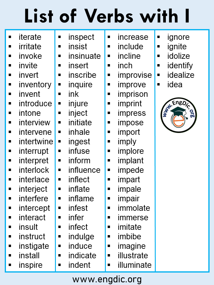 list of verbs with i