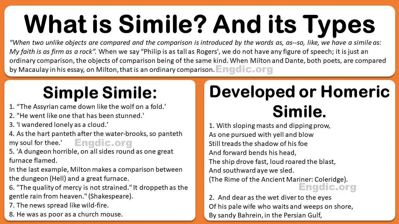 Simile and its types with examples PDF – Simile in Literature