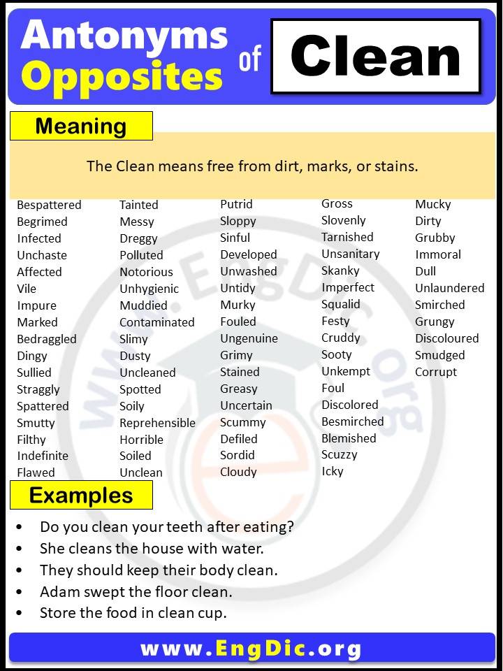 Opposite Of Clean Archives EngDic