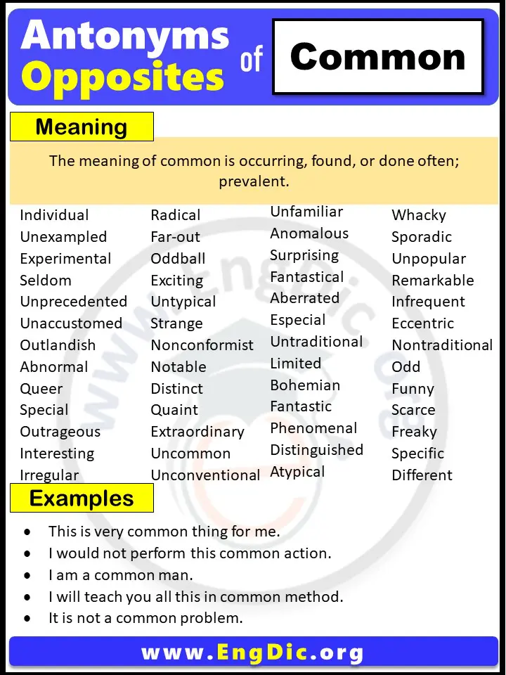 Opposite of Common, Antonyms of Common (Example Sentences)