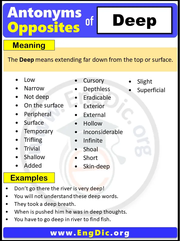 Opposite of Deep, Antonyms of Deep (Example Sentences)