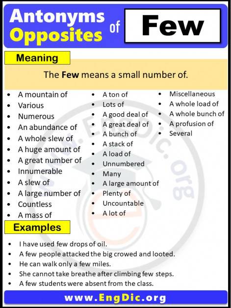 Opposite Of Few Antonyms Of Few Example Sentences Engdic 0025