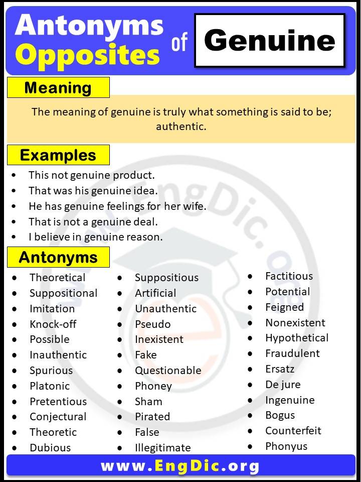 Antonyms Of The Genuine Pdf Archives EngDic