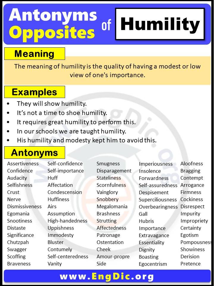 Opposite of Humility, Antonyms of Humility (Example Sentences)