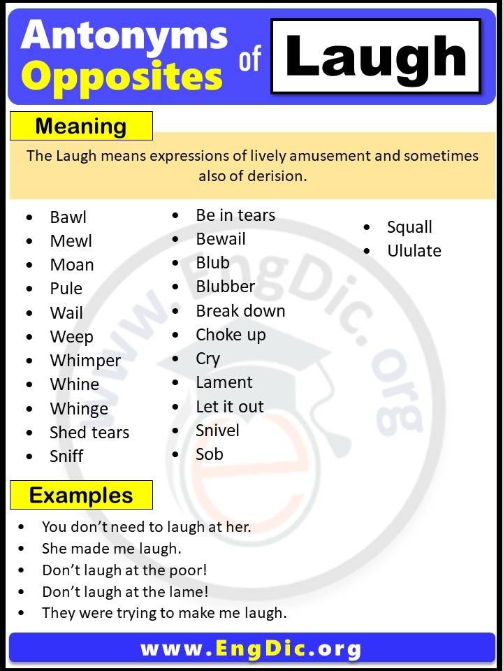 Opposite of Laugh, Antonyms of Laugh (Example Sentences)