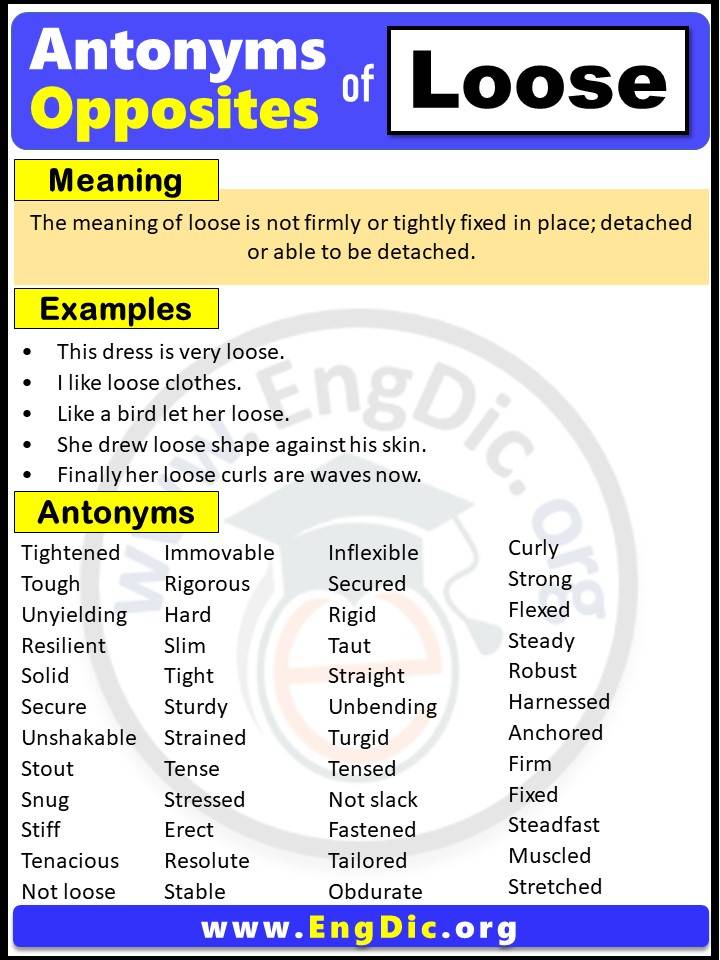 Opposite of Loose, Antonyms of loose with meaning and Example Sentences in English PDF