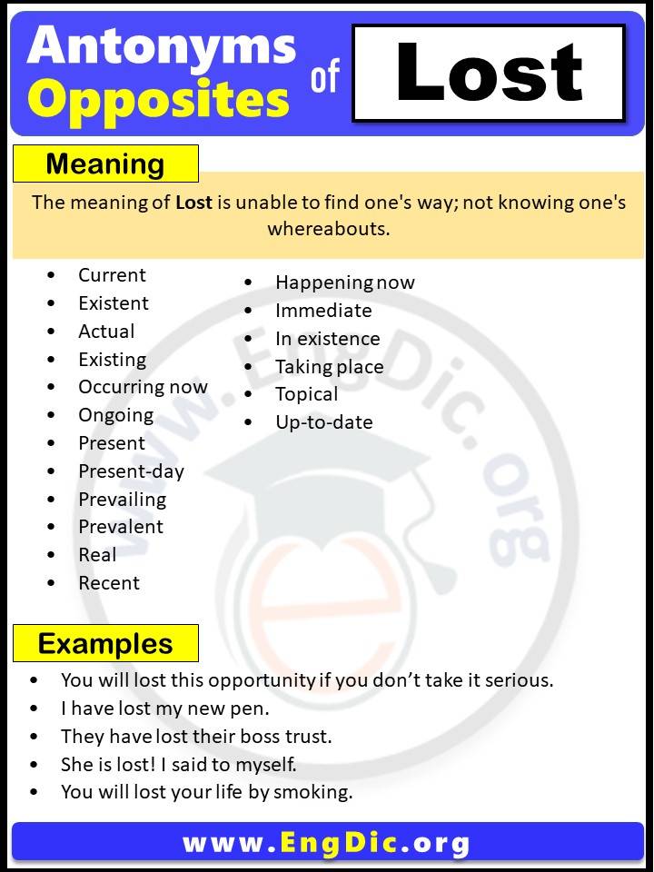 Opposite of Lost, Antonyms of Lost (Example Sentences)