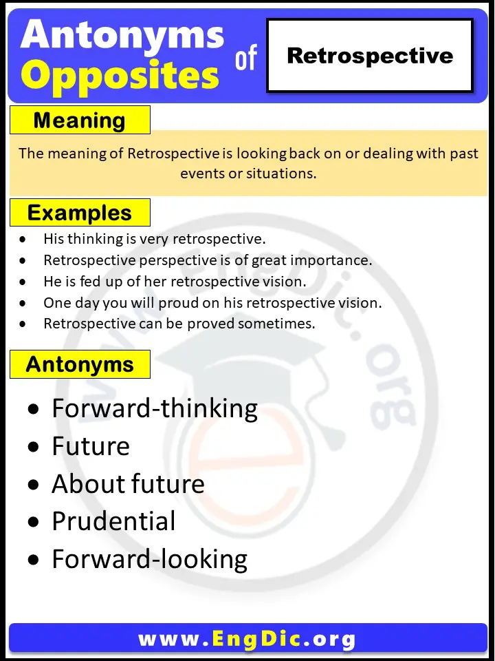 Opposite of Retrospective, Antonyms of Retrospective (Example Sentences)