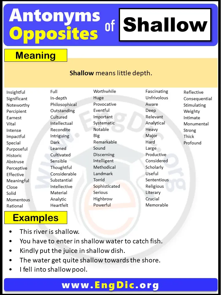 Opposite of Shallow, Antonyms of Shallow (Example Sentences)