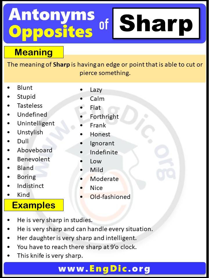 Opposite of Sharp, Antonyms of Sharp, Sharp meaning and Example Sentences in English PDF