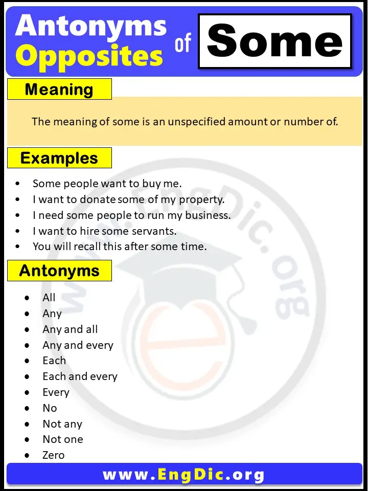 Opposite of Some, Antonyms of Some (Example Sentences)