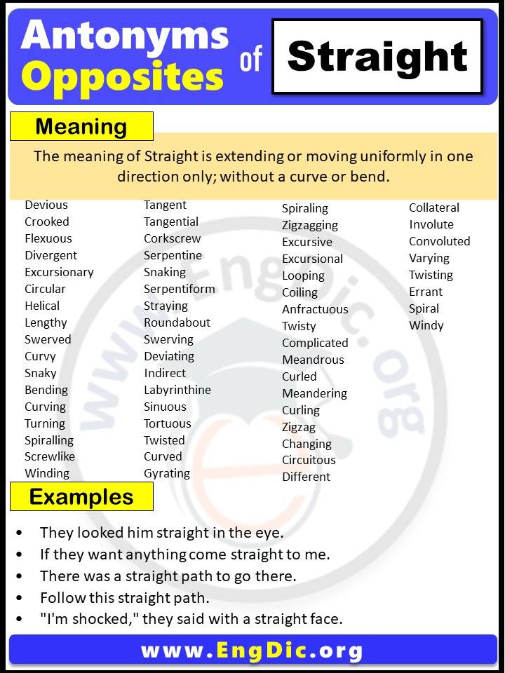 Opposite of Straight, Antonyms of Straight with meaning and Example Sentences in English PDF