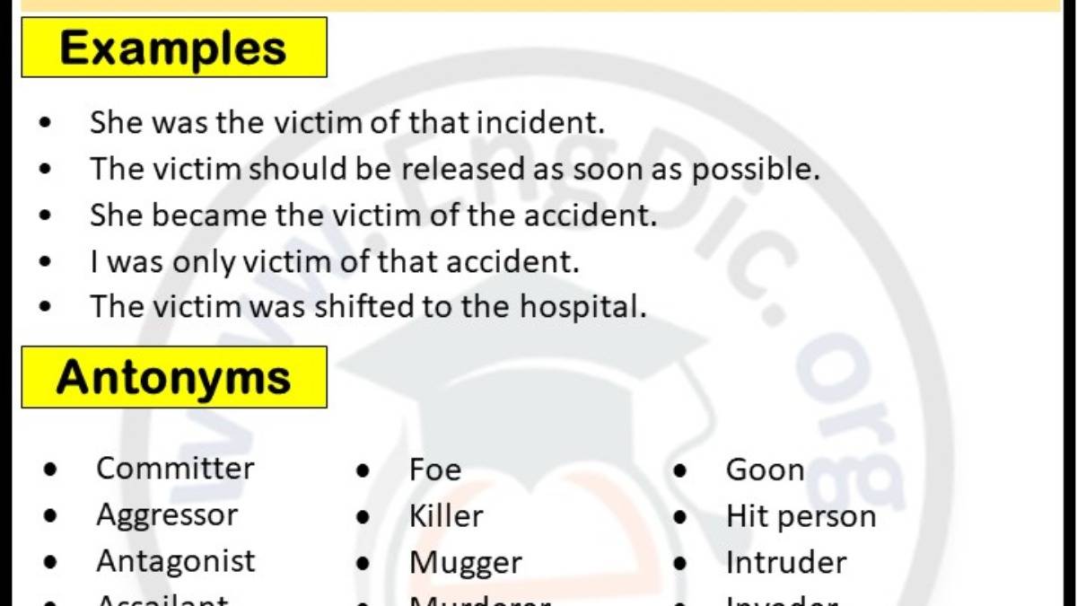 Antonyms of victim opposite of victim in english lessons 56 off