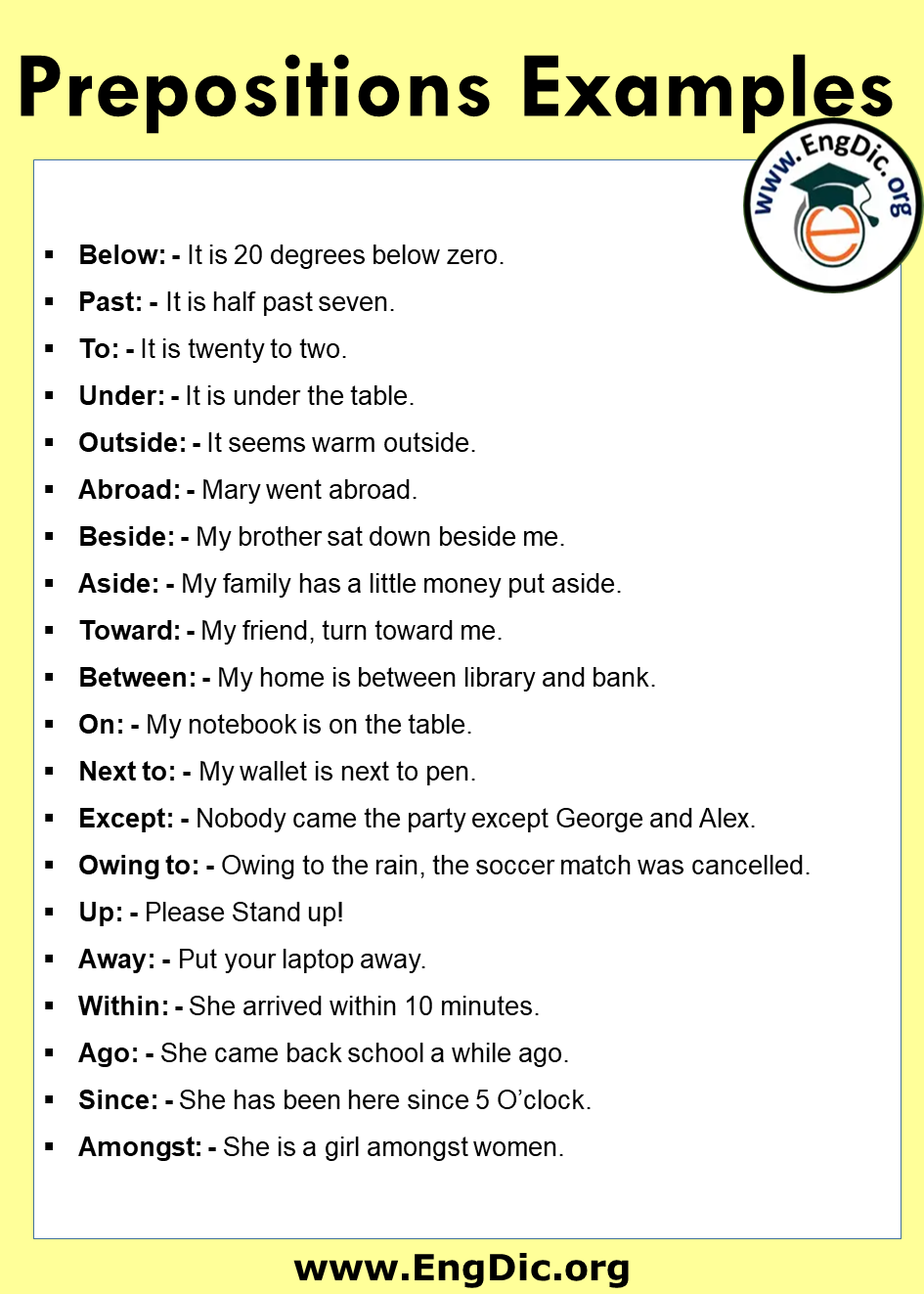 examples of preposition